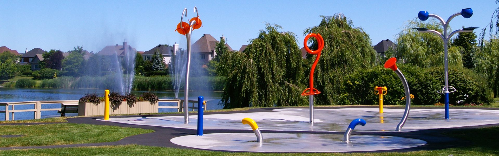 Photo panoramique du parc de Montpellier • Vue sur les jeux d'eau